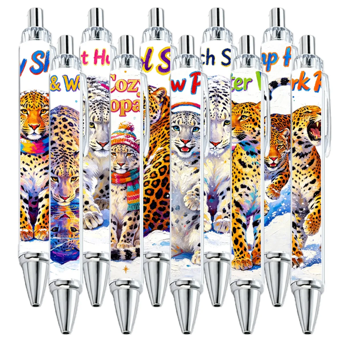 10PCS Leopard themed ballpoint pen holiday gift pens