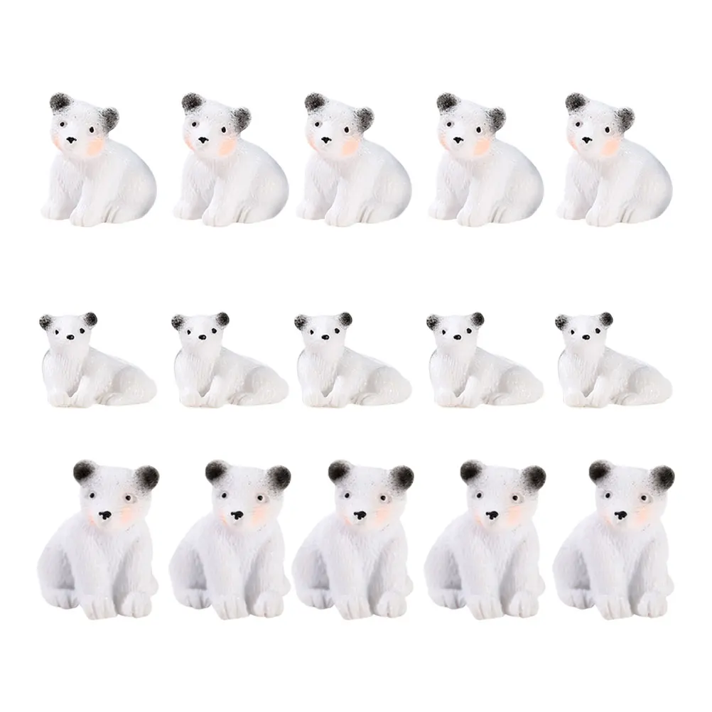 

15 Pcs Mini Resin Polar Bear Models White Figurines Crafts Decoration Garden Adornment Animal DIY Accessories Halloween