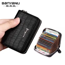 Alligator Pattern Men's Card Bag Genuine Leather ID Credit Card Holder Wallet Coin Purse RFID Anti-theft Brush Card Wallet Men