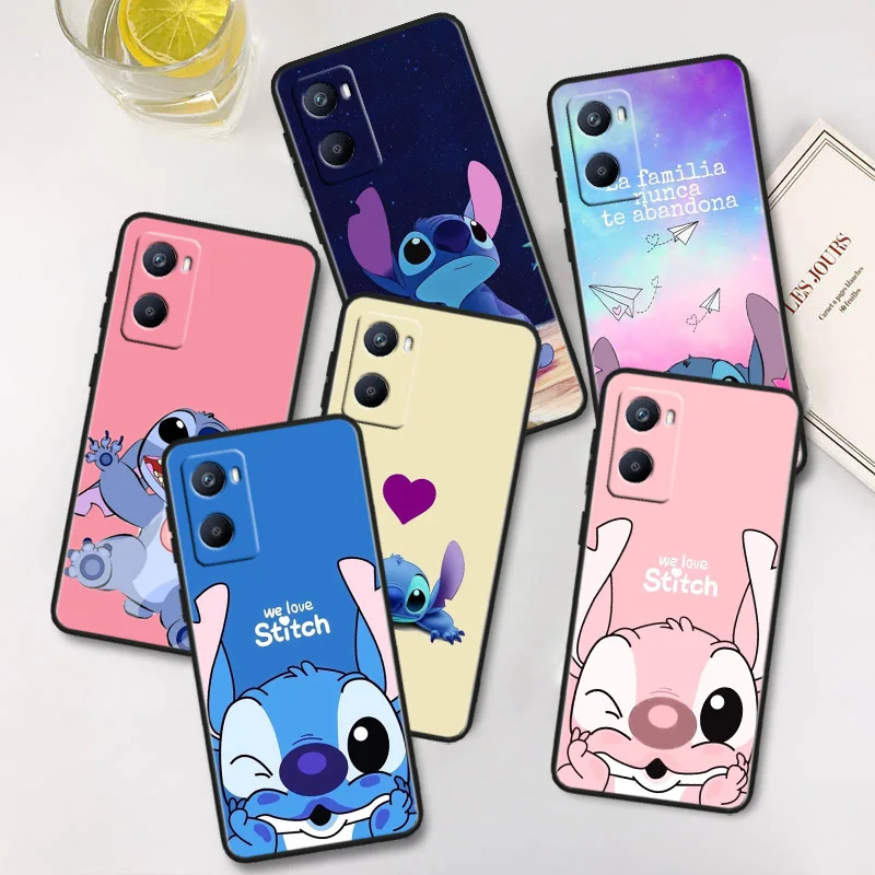 Lilo Stitch Phone Case For OPPO A96 AA94 A93 A77S A76 A74 A73 A72 A57S A757E AX7 A1K 2022 2020 Black Cover