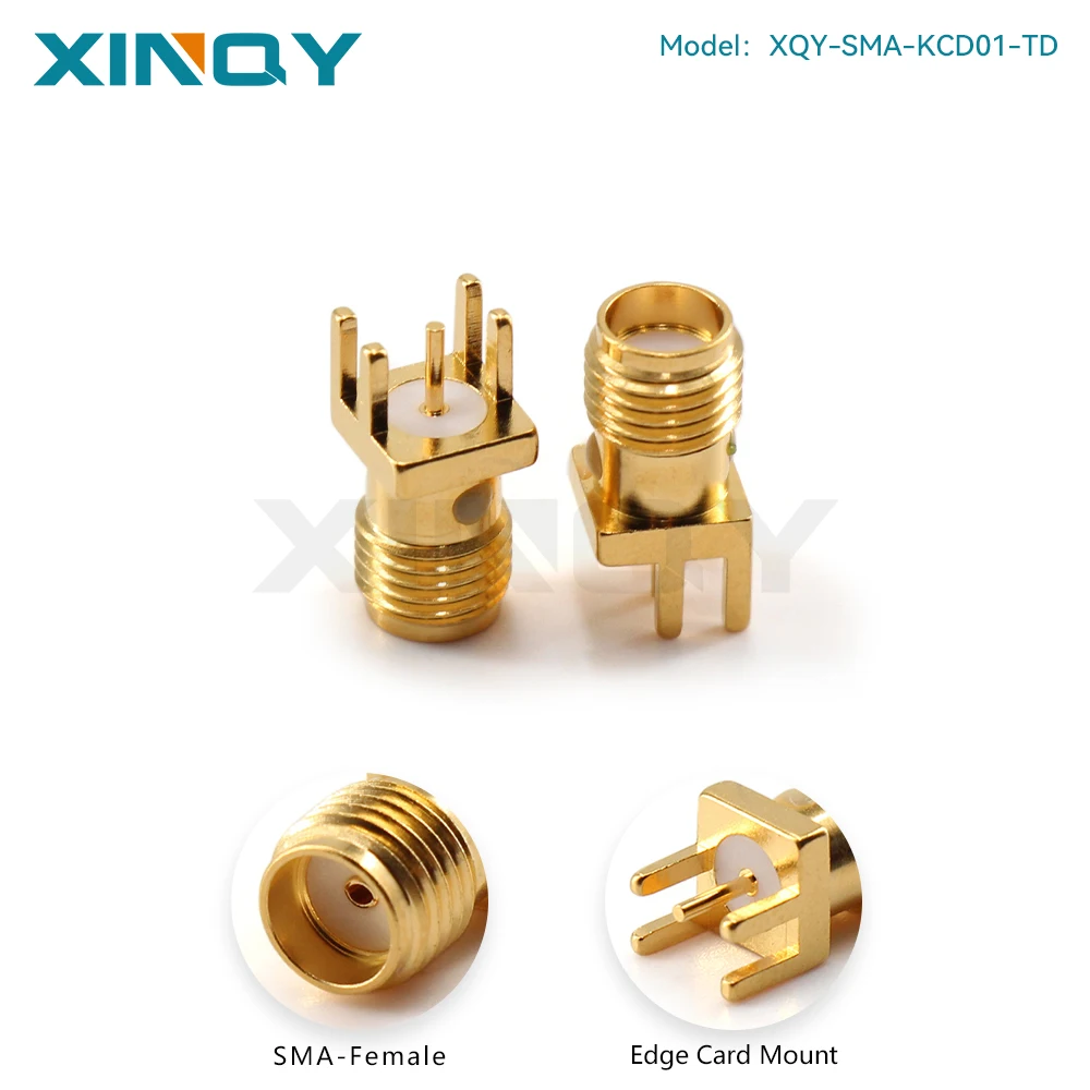 XINQY 18GHz SMA Female Connector, Edge-Soldered RF Connector, PCB Edge-Card Mount Printed Circuit Board Receptacle