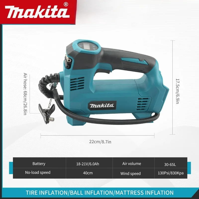 

100% Makita Portable Air pump 18V Battery Lithium-Ion Cordless Inflator For Car Tyre Inflator Electric Motorcycle Pump.