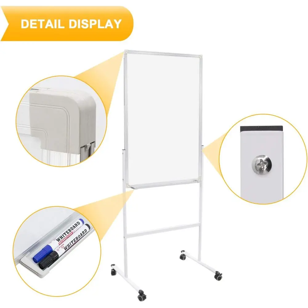 لوح مسح جاف مغناطيسي مزدوج الجوانب بارتفاع قابل للتعديل مع حامل، 24 × 36، على عجلات للاستخدام المنزلي والمكتب والمدرسة #6