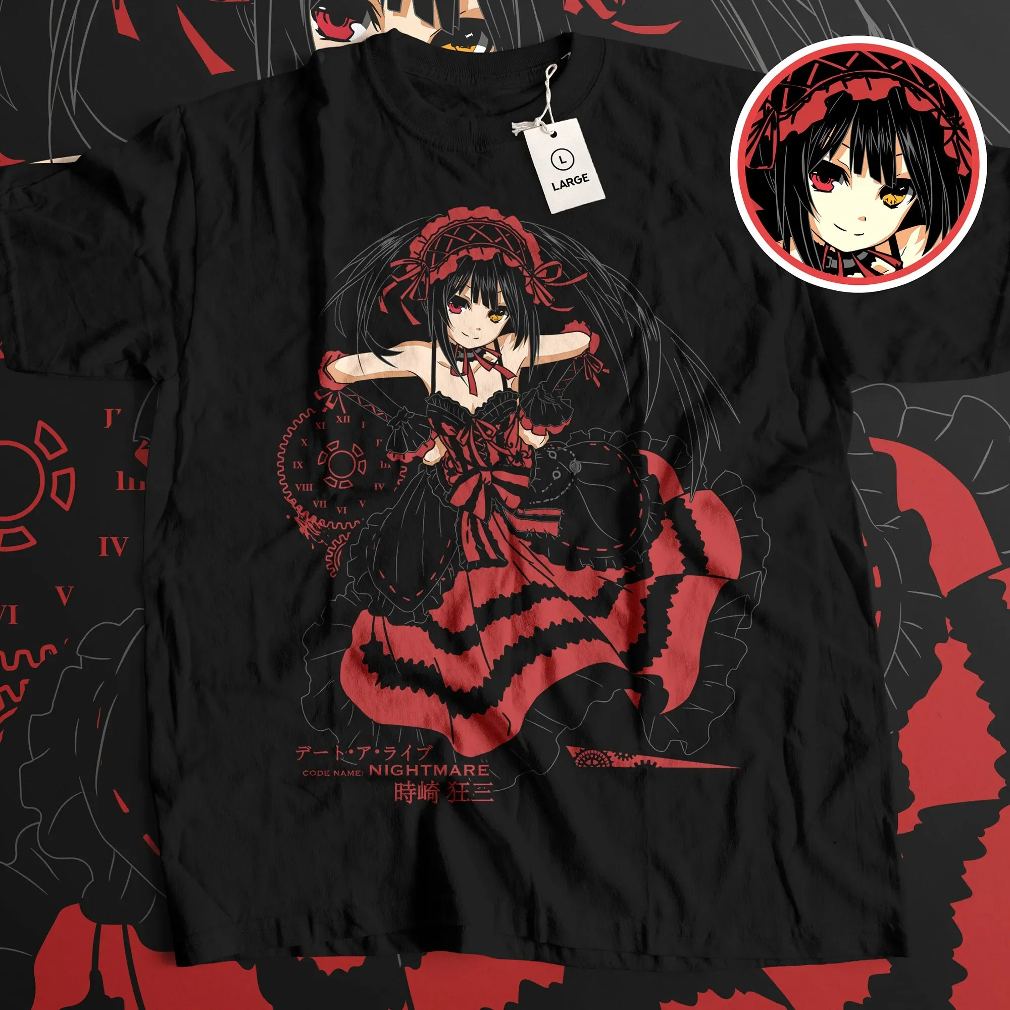 Timekeeper Kurumi T Shirt Anime Inspired Gothic Elegance Tokyo Spirit Chronicle Retro Clockwork Angel Manga Enigma Fashion