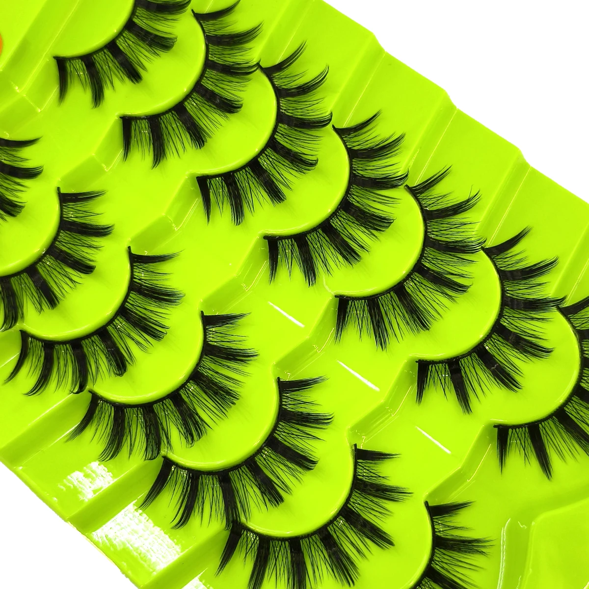 7pairs of faux mink fur soft velvet natural style false eyelashes plump and fluffy eye cross style thick false eyelashes makeup