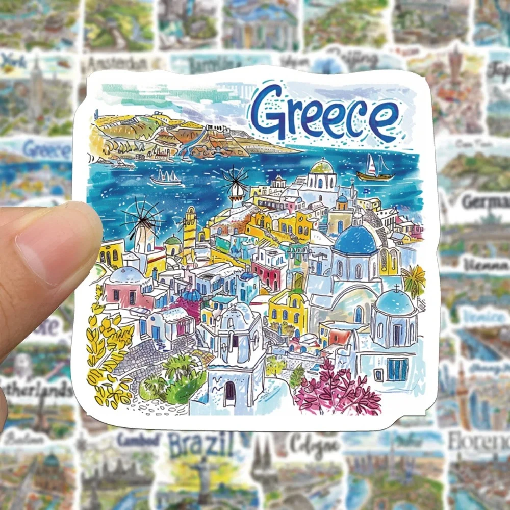 50PCS Mix World Famous City Travel Landmark Buildings Graffiti Stickers Beautiful Scenery Decal Laptop Phone Waterproof Sticker