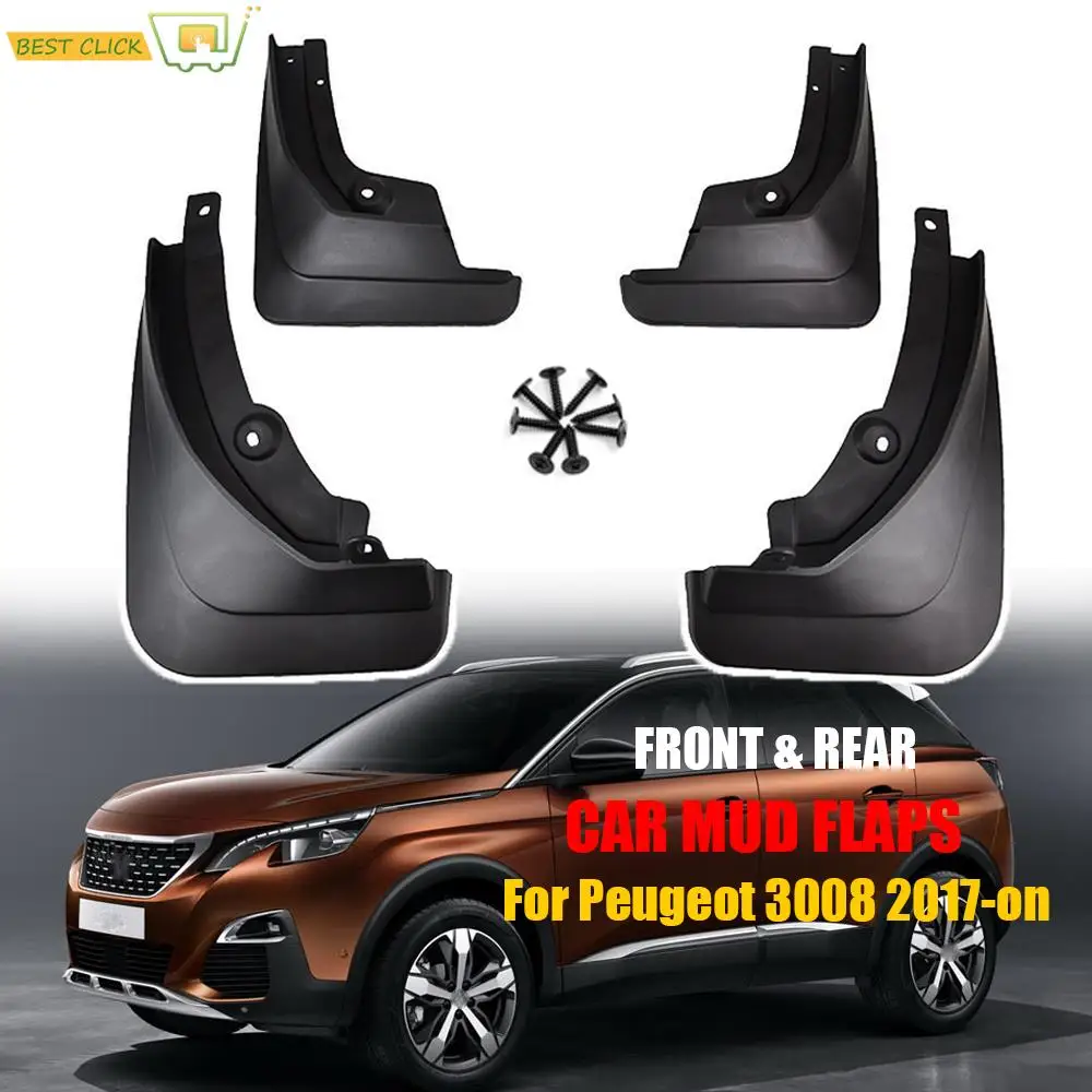 Mud Flaps For Peugeot 3008 Mk2 GT 2017 2018 2019 2020 2021 Mudflaps Mudguards Splash Guards Fender 4Pcs Front Rear Molded