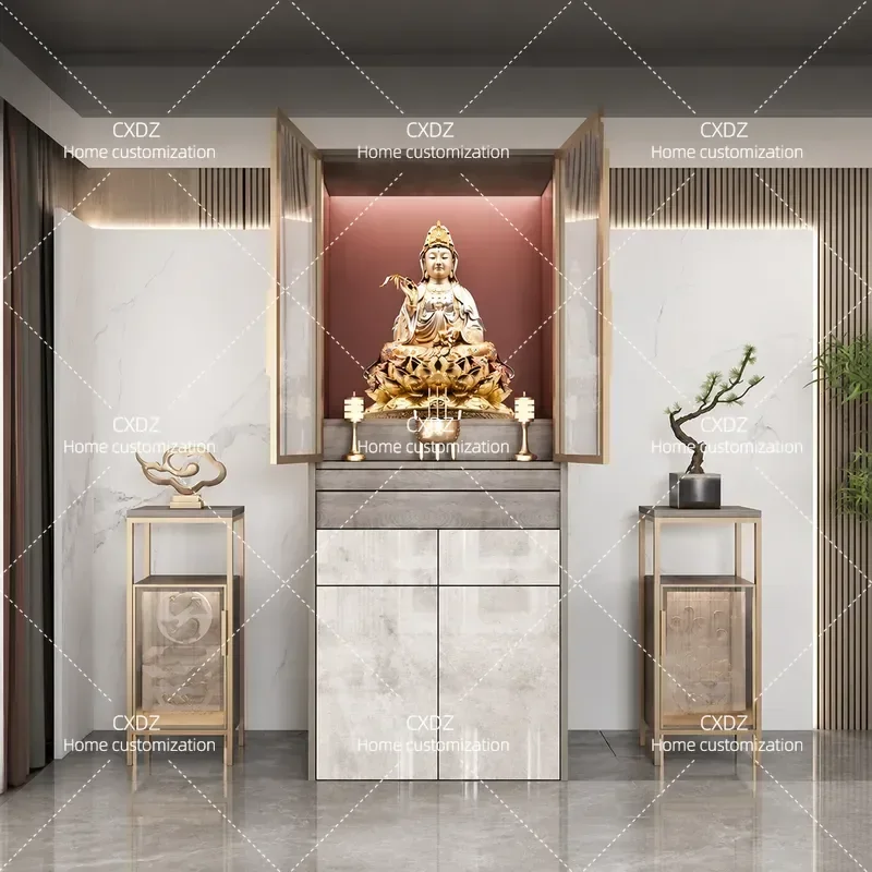 Modern Buddhist Shrine Table Cabinet Household Incense Case Living Room Small Buddha Statue Standing Cabinet God of Wealth
