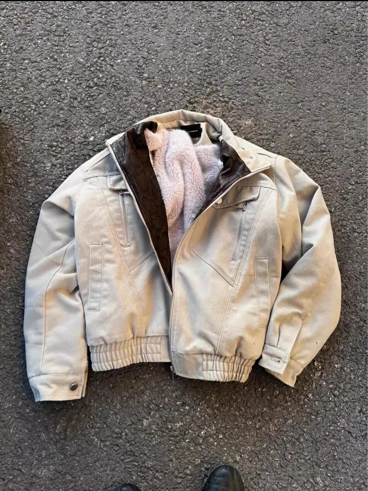 

Snakes Year Limited Edition Military Cloth Jaet Loose Fit Thiened with Mountain Python Fur Collar Casual Sle Men's Coat