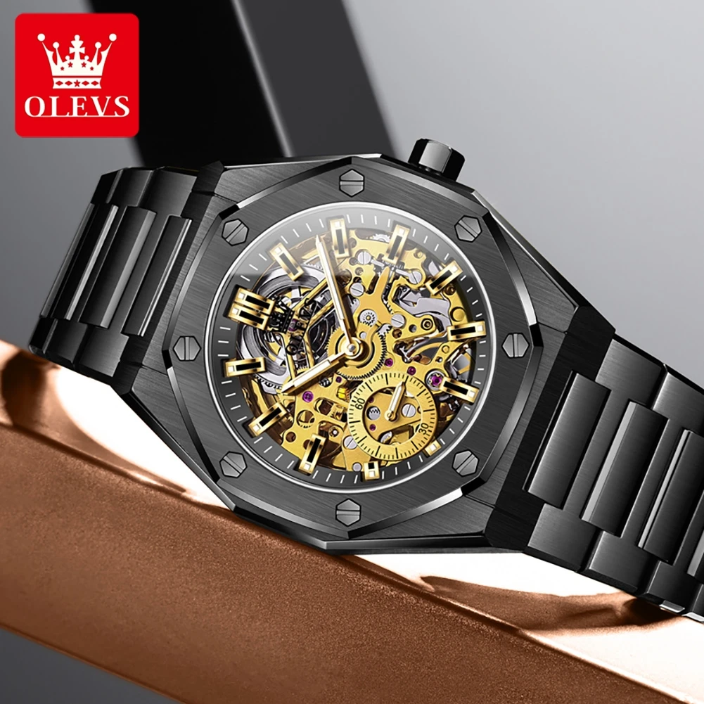 OLEVS 6669 Watch Man Luxury Original Automatic Mechanical Business Watch﻿ Waterproof Luminous Week Date Moon Watches For Man
