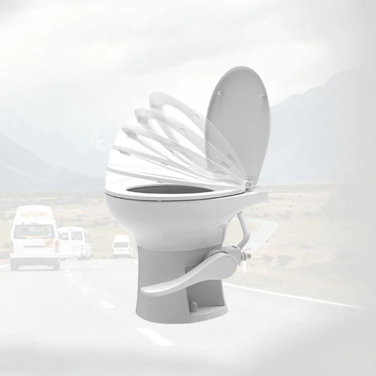 

Easy Flushing Low-noise Ceramic RV Toilet Foot Pedal Operation Motorhome Shower Accessories Camper Toilet