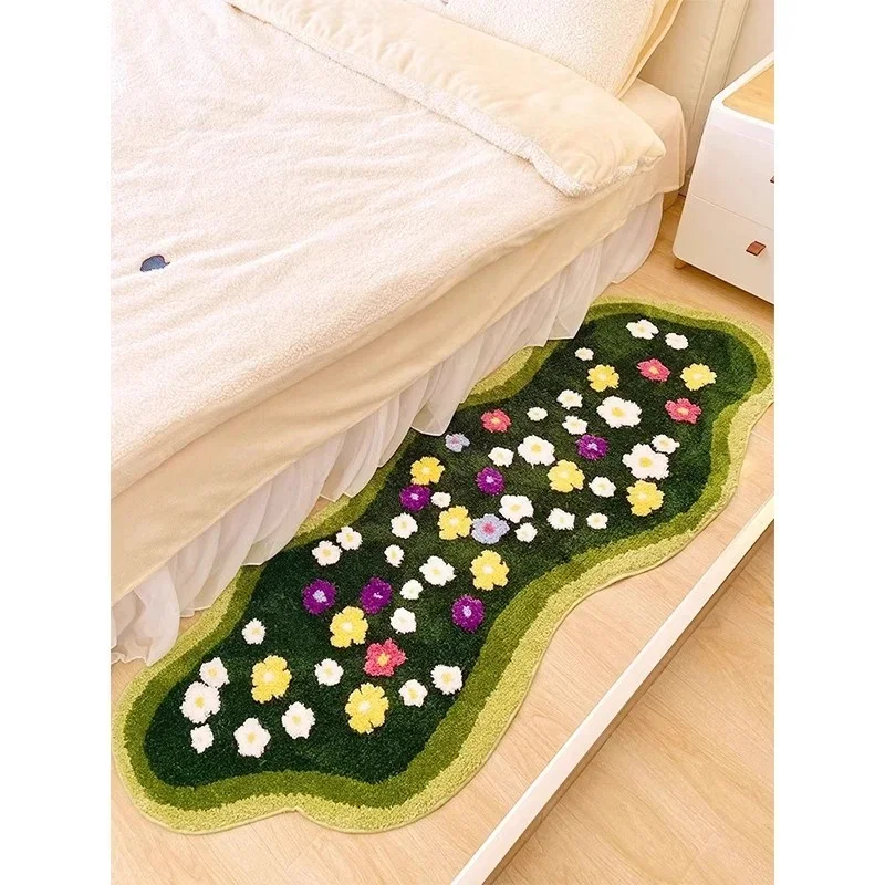 60x120cm Colorful Flower Garden Nature Soft Anti-Slip  Mat Moss Rugs Carpets Bedroom Decor