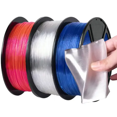 빛나는 투명 TPU 3D 프린터 필라멘트 – 유연한 1.75mm, 1kg 및 250g 옵션