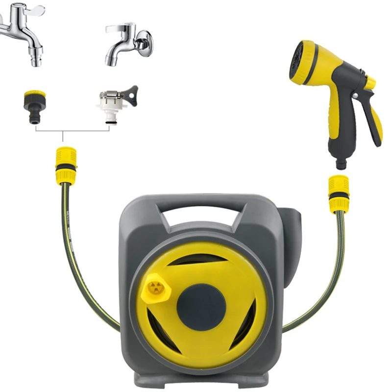 Car Wash Retractable Hose Reel 40ft  Water Hose Reel with 6 Spray Mode Multi-Function Spray Gun Can Be Wall Mount 12M