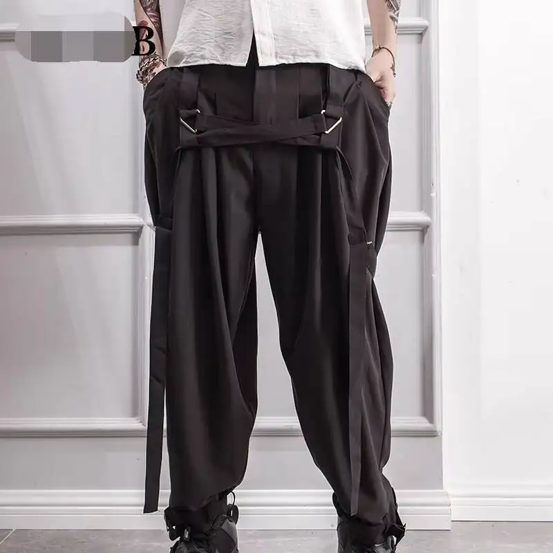 

Men's Trousers Casual Pants Spring And Autumn Men's Slacks Lantern Pants Belt Adjustable Design Foot Strap Yamamoto Style