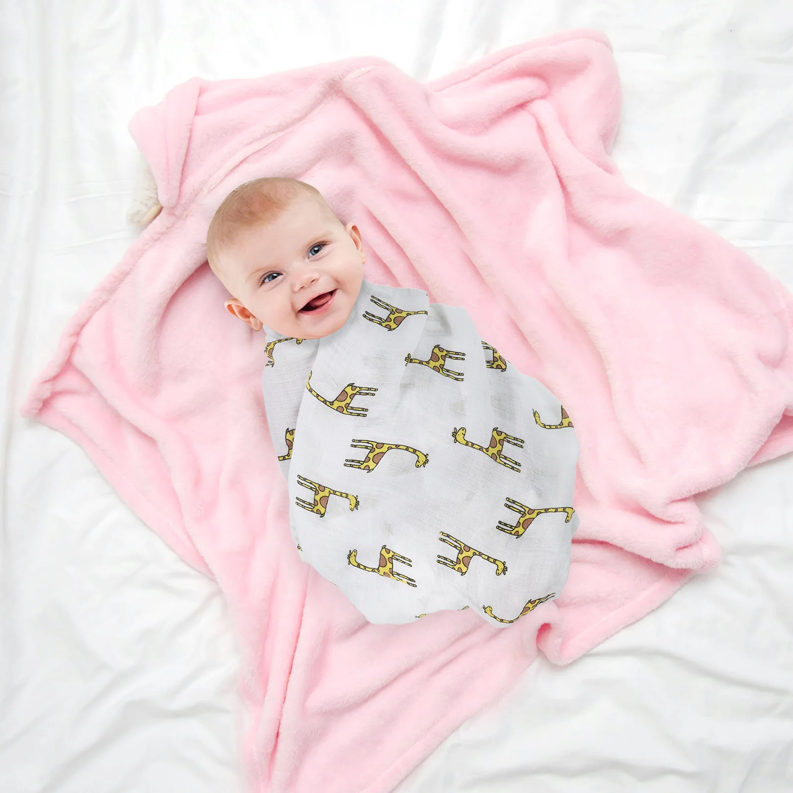 الزرافة قماط بطانية الشاش القطن الطفل التفاف منشفة استحمام الوليد كيس النوم الرضع طفل خفيفة الوزن التنفس البطانيات #3