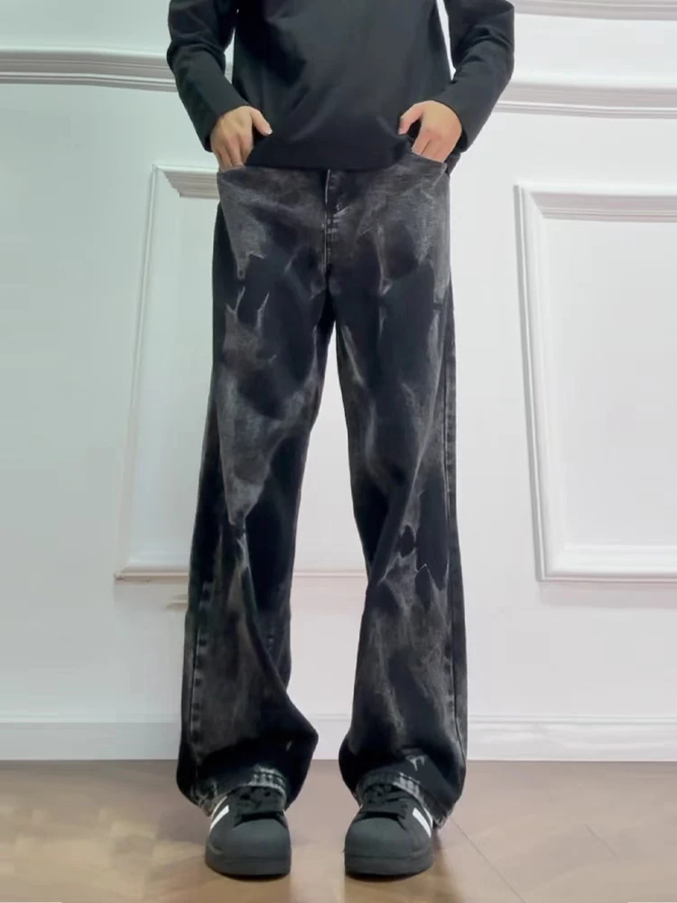 

Мужские джинсы Bla American High Street с эффектом тай-дай, модные, весенне-осенние, прямого кроя, расклешенные, повседневные, удобные, прямые штанины