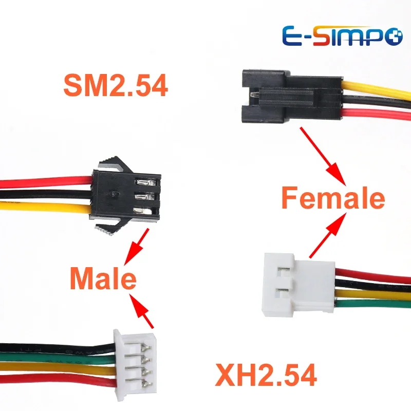 10pcs 1.25mm XH2.54 SM2.54 Male Female 2P3P4P5P6P Plug Receptacle Housing Crimp Cable Terminal Air Docking Connector with Wire