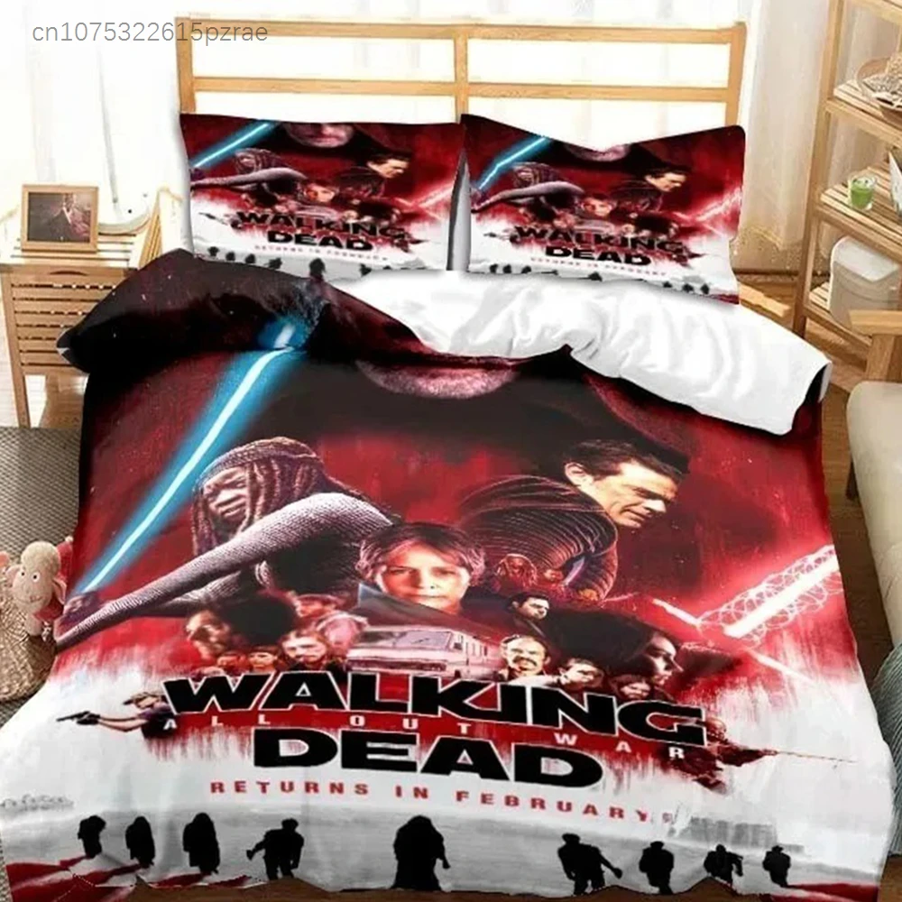 The Walking Dead Bedding Set Horror Film 3D Bedding Sets Duvet Cover Anime Bedroom Bedclothes Pillowcases