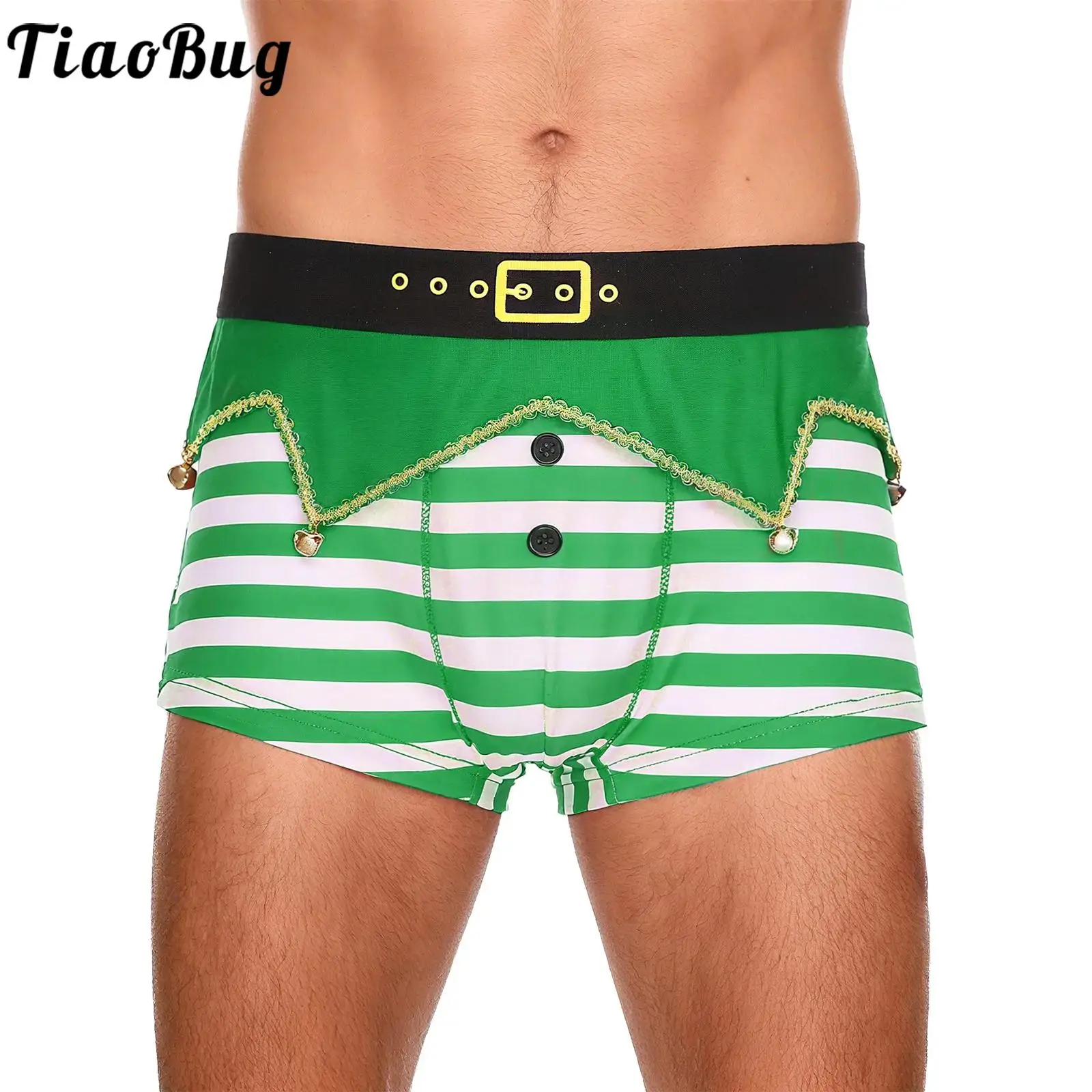 الرجال عيد الميلاد الملابس الداخلية مضحك الملابس الداخلية السراويل عطلة سراويل داخلية للرجال حزام مطاط غير النظامية لوحة أجراس شريط الجدة السراويل #1