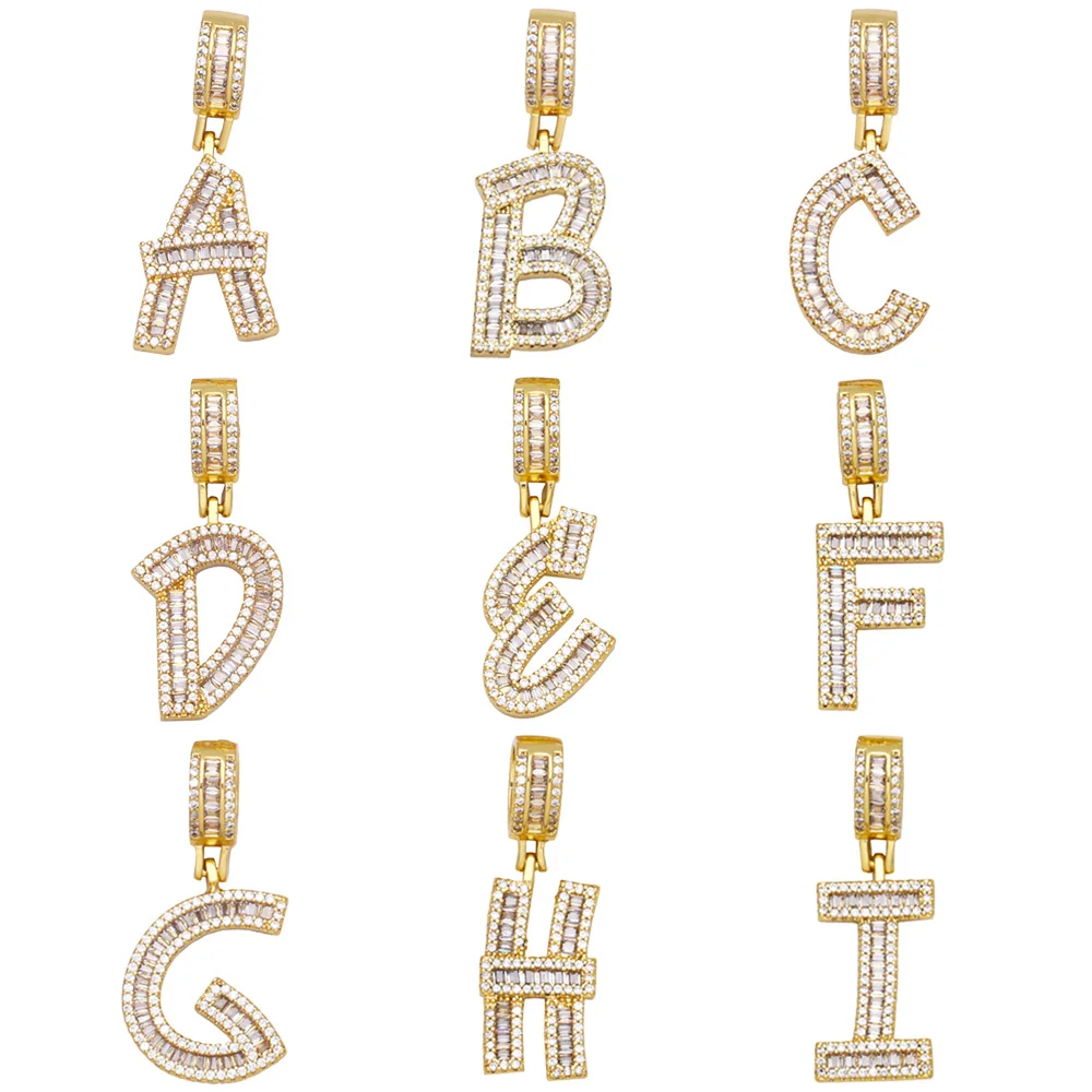 OCESRIO 26 Letter Charms for Necklace Earring Gold Plated Copper CZ Alphabet DIY Pendant Jewelry Making Supplies pdta696