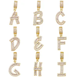 OCESRIO 26 Letter Charms for Necklace Earring Gold Plated Copper CZ Alphabet DIY Pendant Jewelry Making Supplies pdta696