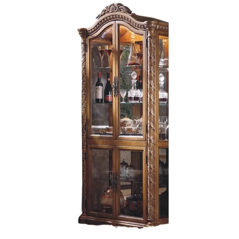 

1 European display cabinet Household two-door glass wine cabinet Double-door storage cabinet DecorativeVilla furniture