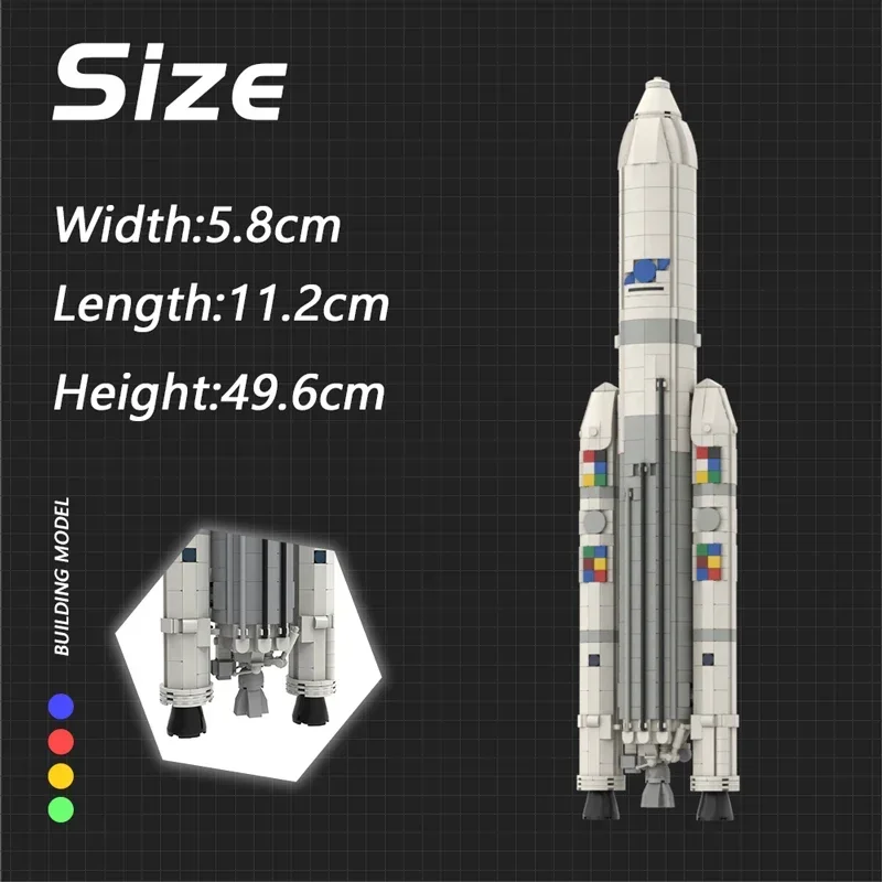 BuildMoc ESA 로켓 빌딩 블록 세트, Arianespace Arianeal 6 (1:110 토성 V 체중계), 우주 탐사 차량 벽돌 장난감 선물