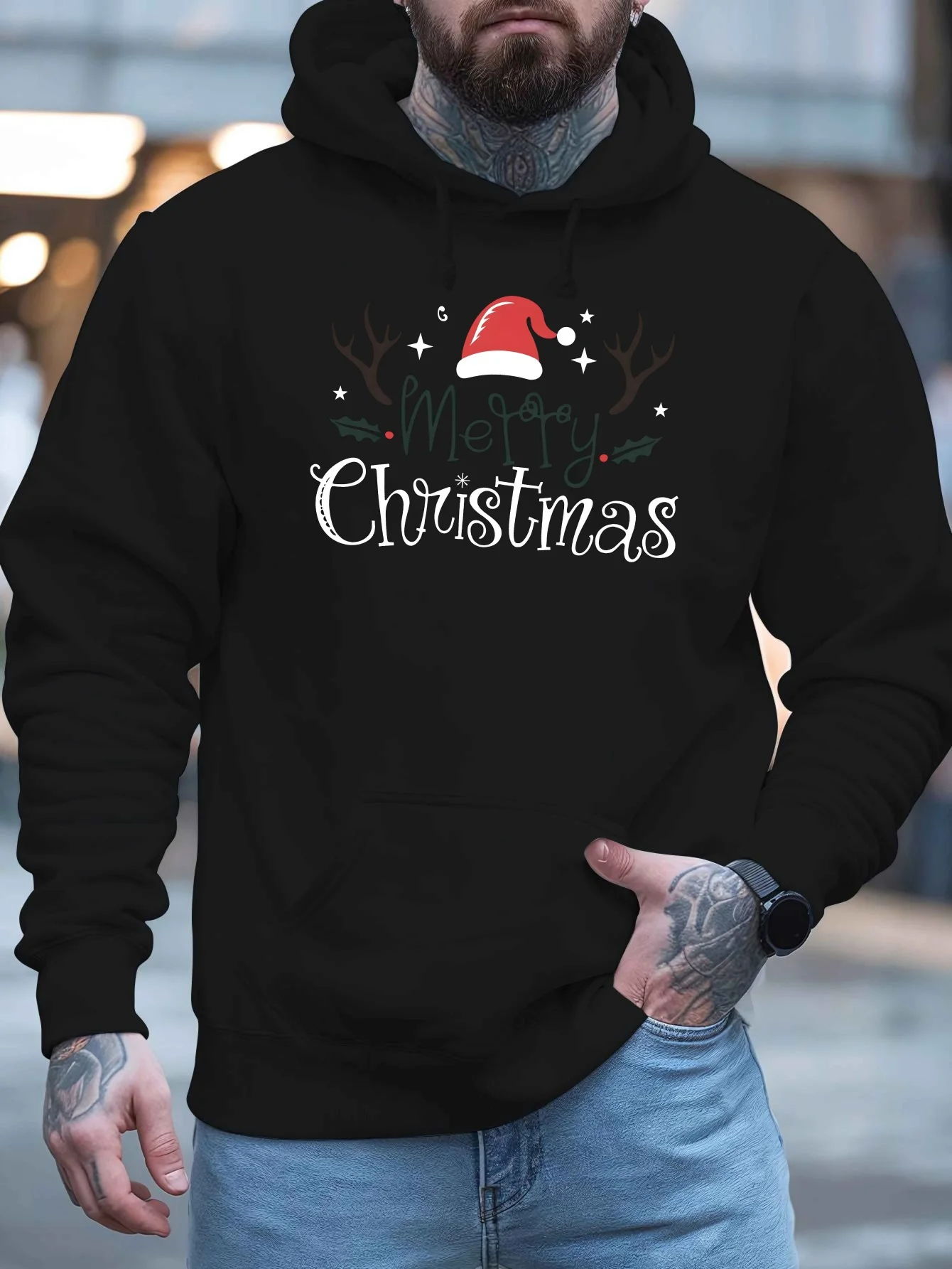 Men's Hooded Christmas Sweater with 