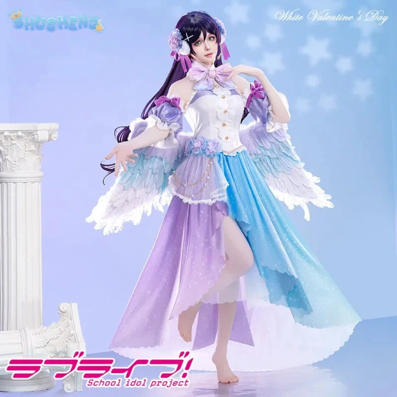 

Lovelive Tojo Nozomi Cosplay White Day Costume Halloween Party Sweet Dress Top Sleeve Set Props Accessories Women Uniform Set