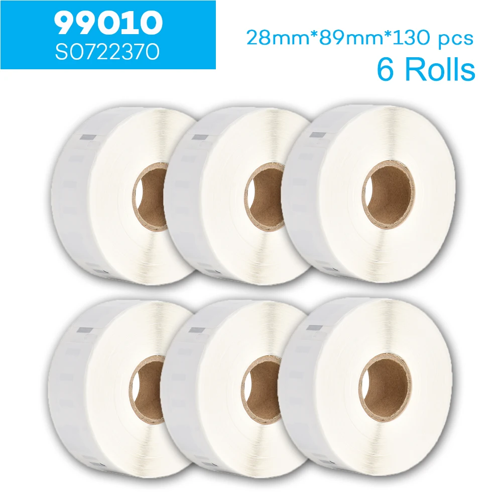 6Rolls Label Roll Paper Compatible Dymo Label Printer Tape 99010 labels 28*89mm for DYMO LabelWriter LW-450 450 Turbo Machine