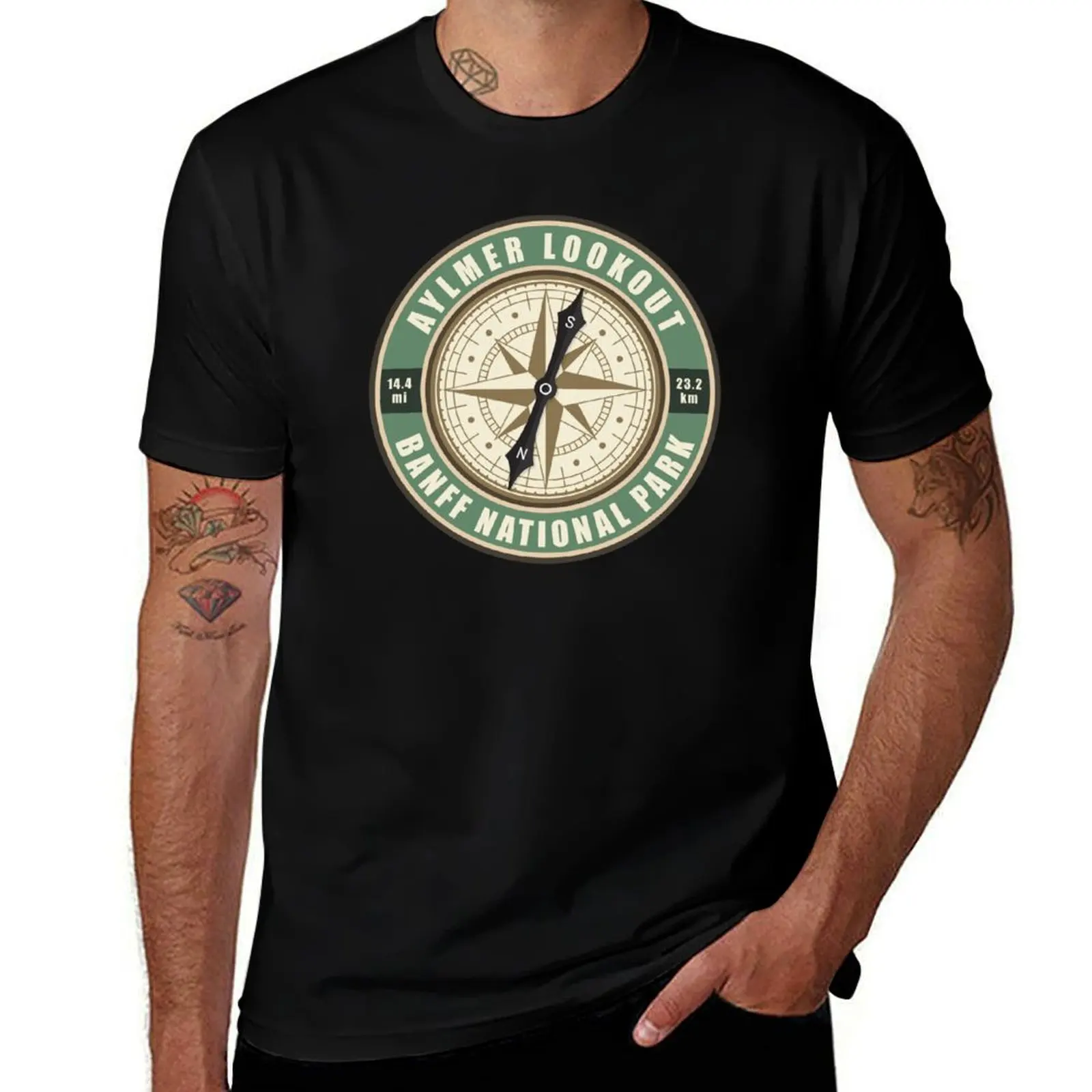 

Aylmer Lookout Trail Alberta Compass Hiking Badge T-Shirt funny t shirts cotton men t shirt cotton 100%
