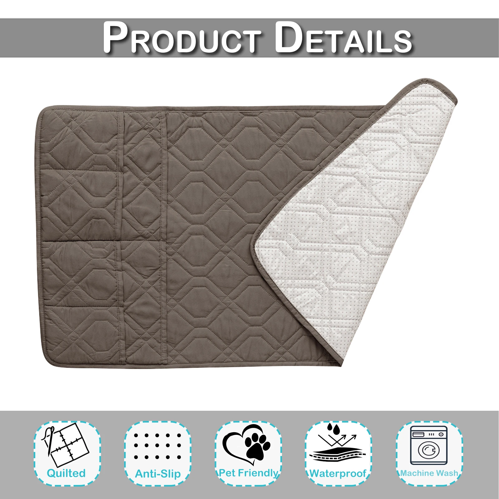100% Waterproof Quilted Sofa Arm Covers Pet Mat Pocket Storage Bag Slip Covers Removable Stretch Furniture Arm Couch Protector