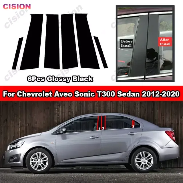 Błyszczący czarny fortepianowy pokrowiec na lusterko do Chevroleta Aveo Sonic Sedan T300