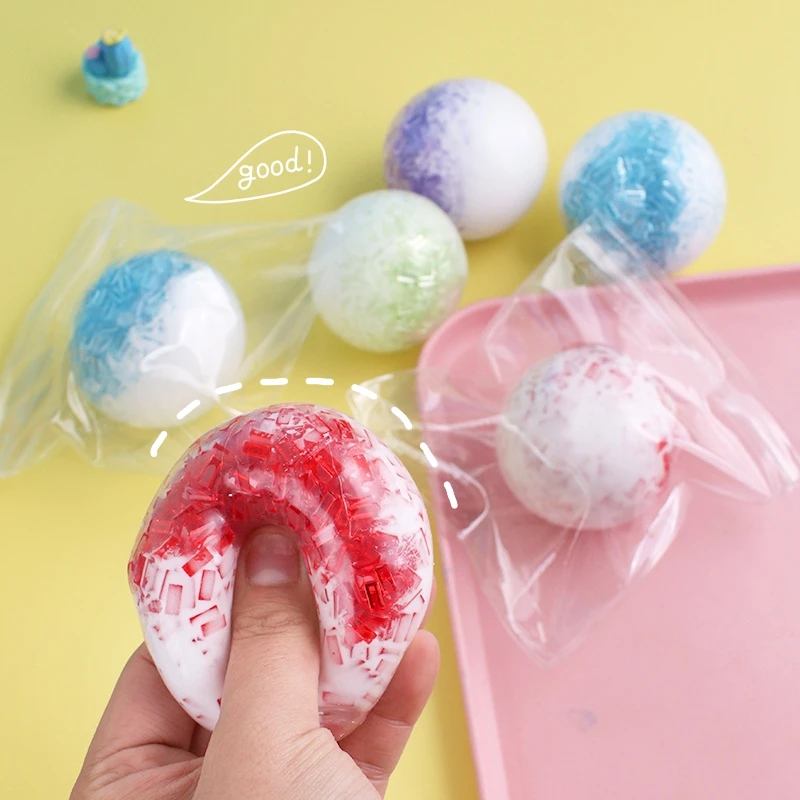 Squeeze Squishy Ice Ball Stress Relief Slow Rebound Decompression Pinch Toy Crushed Ice Squishy Ball Sensory Fidget Toy 바스락 볼