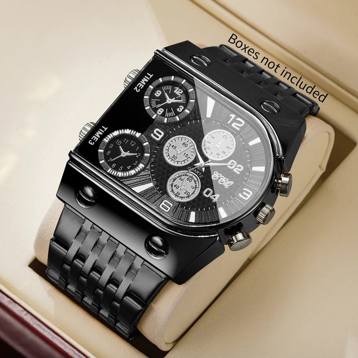 

Luxury Square Decorative Dial Me Business Watches Black Stainless Steel Band Quartz Wristwatch Sports Reloj Hombre (Without Box)