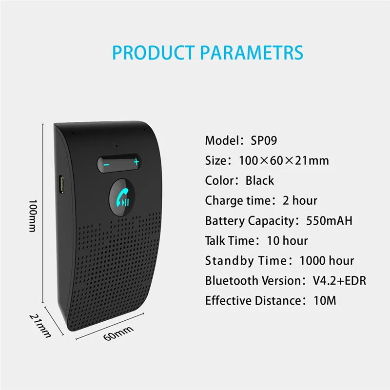 B03B-Bluetooth 4.2 Handsfree Car Kit Hifi Speaker 2W Wireless Audio Receiver Long Standby Time