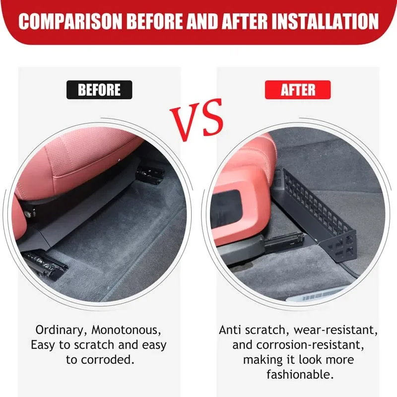 

1Pcs Aluminum alloy black For BMW X5 G05 2019+ car co-driver seat under storage basket car interior modification accessories