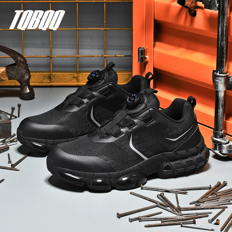 أحذية عمل آمنة للرجال مضادة للسحق ومضادة للثقب أحذية تعدين عالية الجودة بزر دوار من الصلب لأصابع القدم أحذية عمل للنساء #4