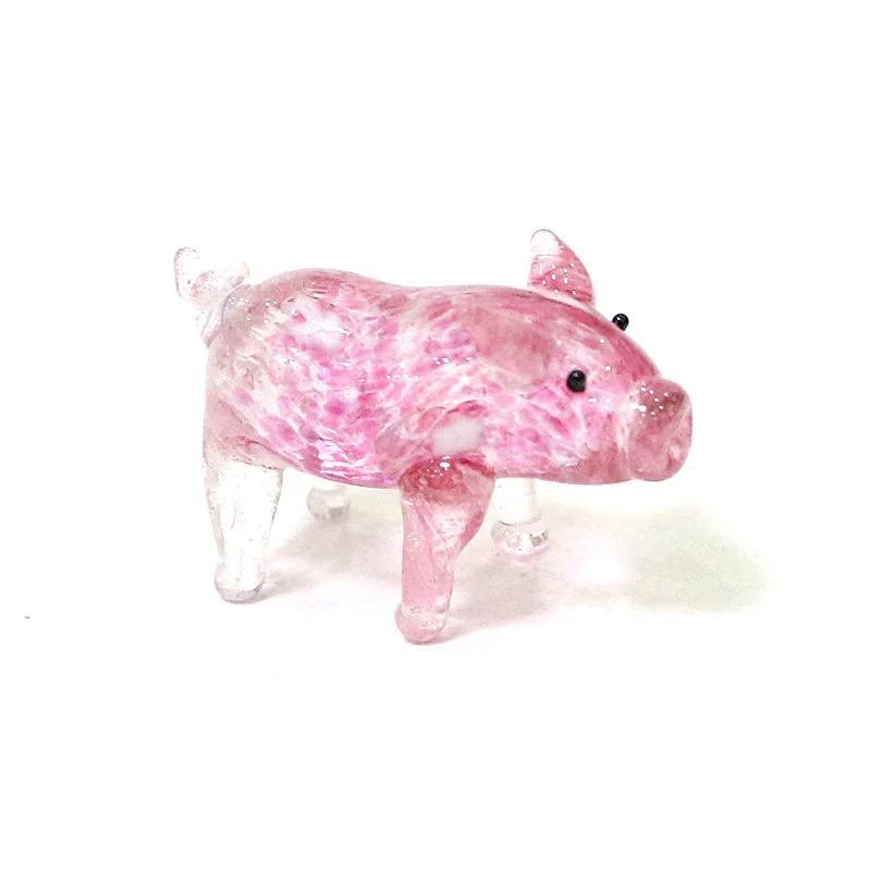 Easter Murano Glass Pig Mini Figurine Fuchsia Cute Animal Tiny Statue Craft Ornament Home Desktop Fairy Garden Room Kawaii Decor