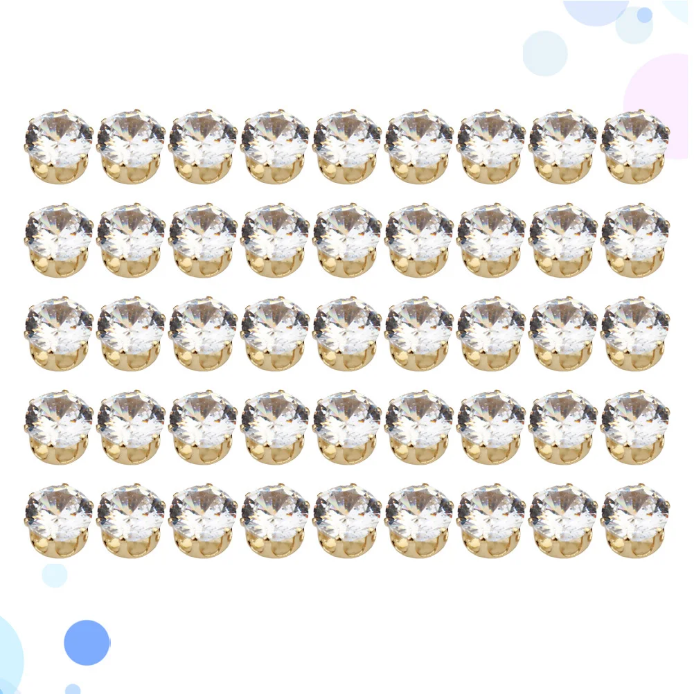 50개 8mm 원형 지르콘 세팅 베이스 DIY 반지 제작용 주얼리 키트 구리 도금 라인스톤 비즈 웨딩 파티 선물 여성용