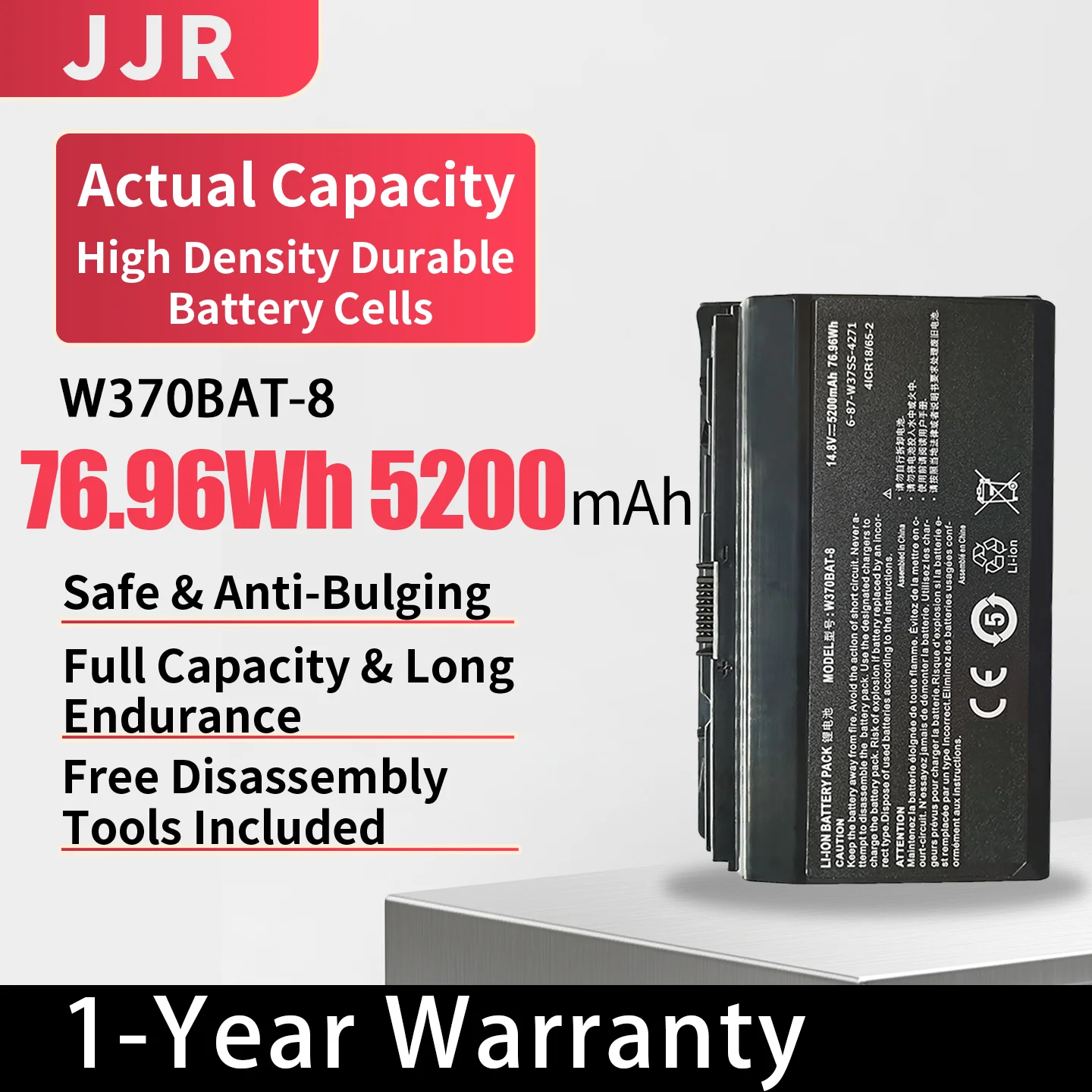 W370BAT-8 76.96Wh/5200mAh 14.8V Replacement Laptop Battery for Hasee K590S K660E 650C 750S 760E