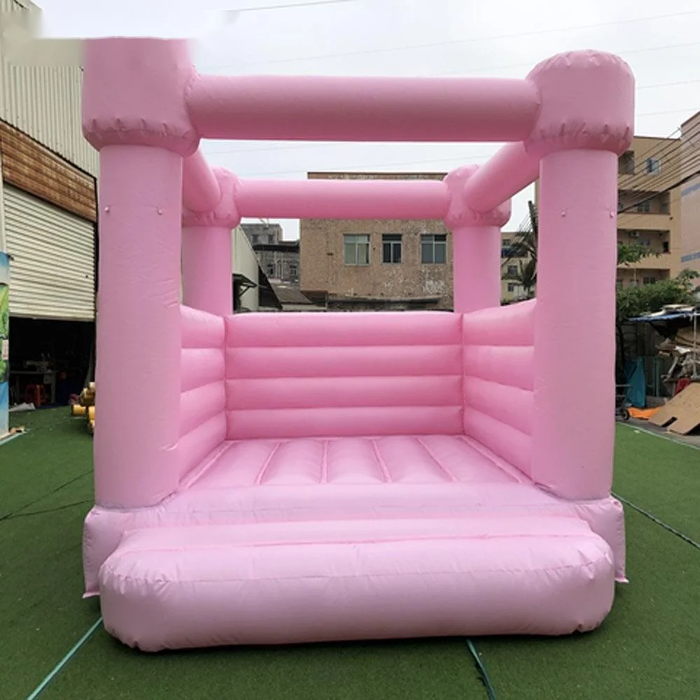 Casa inflável comercial do salto do casamento, jumper do ar do moonwalk, bouncer para crianças e adultos, branco e rosa, atacado