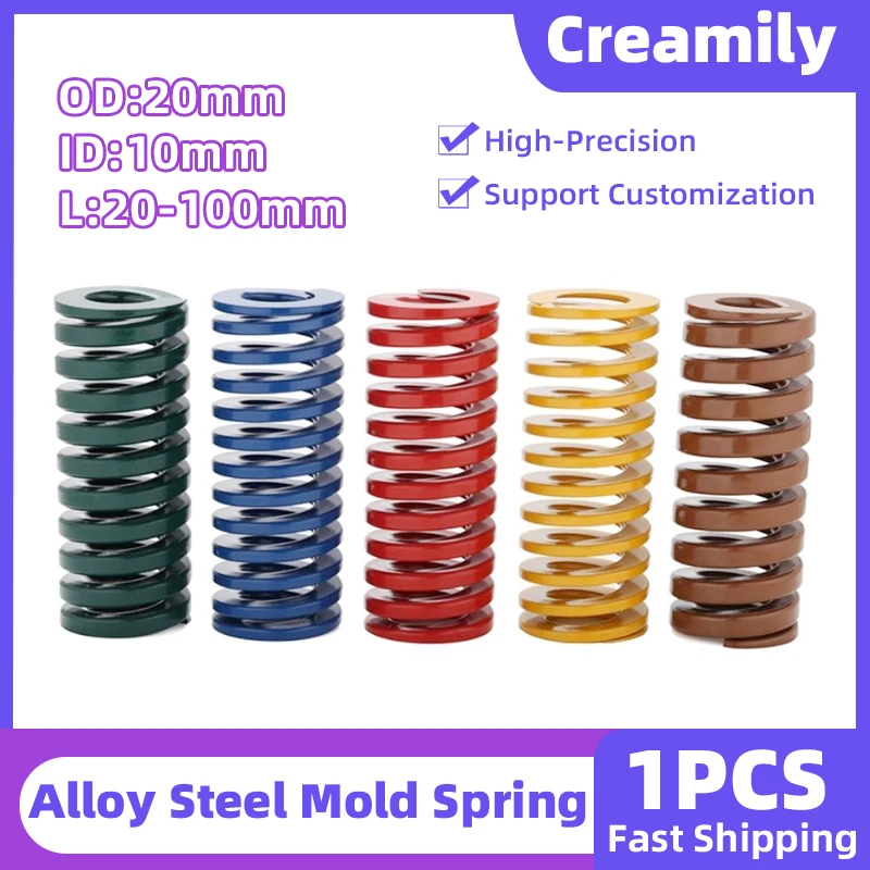 

Creamily 1PCS Die Springs Spiral Stamping Compression Alloy Steel Mould Springs Pedal Accessories OD=20mm ID=10mm L=20-100mm