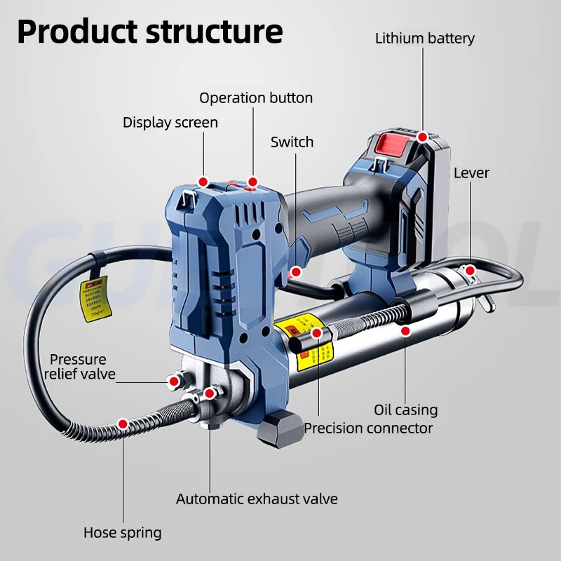 6.0Ah High-power Electric Grease Gun Automatic High-voltage Lithium Battery Grease Gun For Automotive Maintenance Lubrication