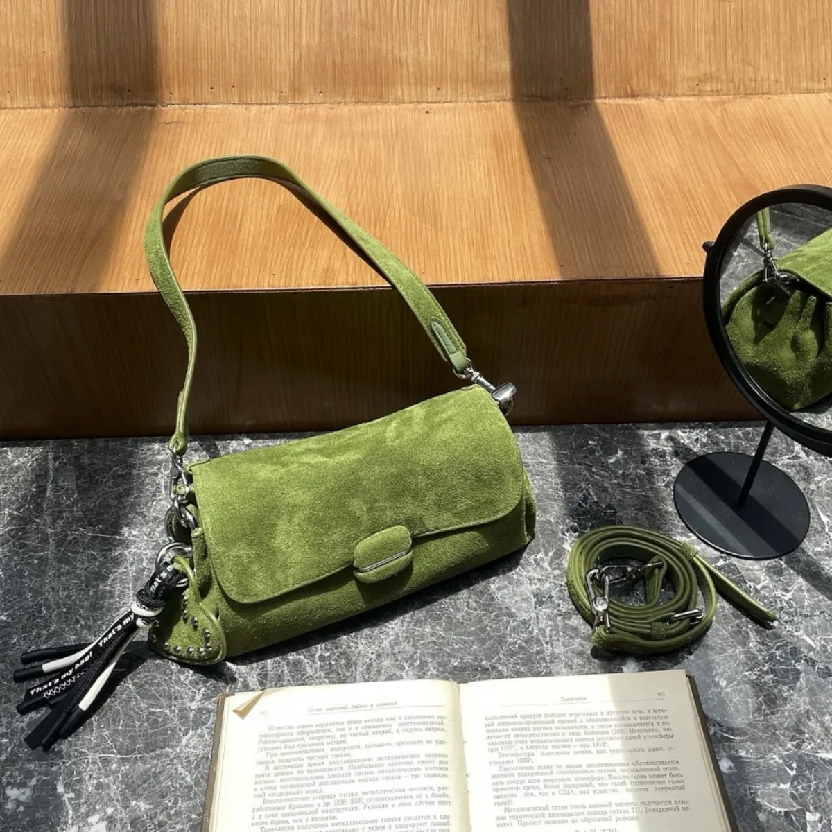 

FIRMRANCH Autumn/Winter Suede Cowhide Casual Flip-over Single Shoulder Armpit Bag for Women Versatile Trendy Crossbody Purse