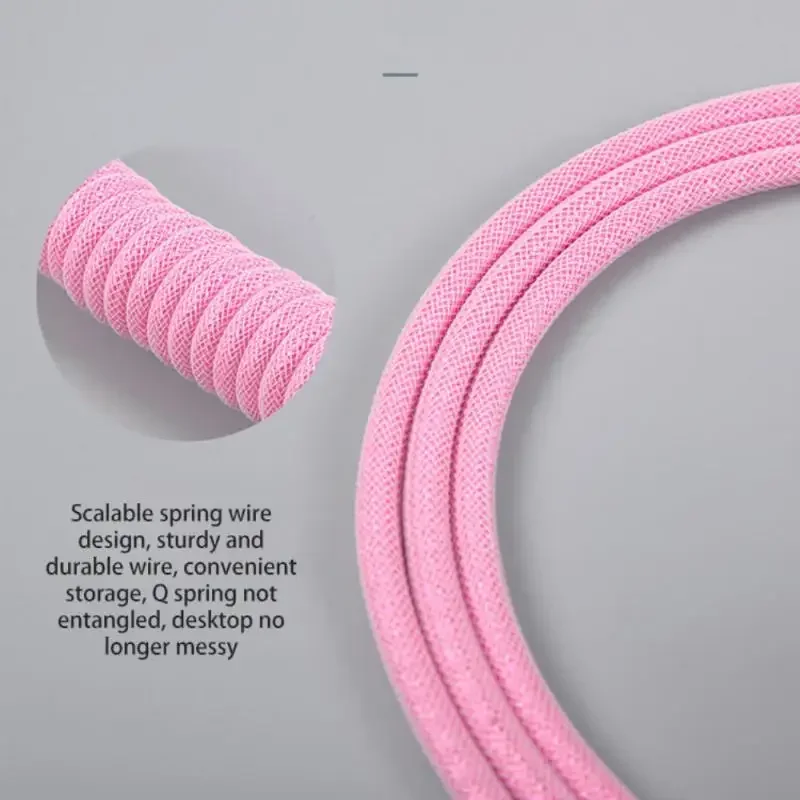 Mechanical Keyboard Coiled Cable Wire Type C USB Port Coiling Cable Desktop Computer Gaming Keyboard Accessories