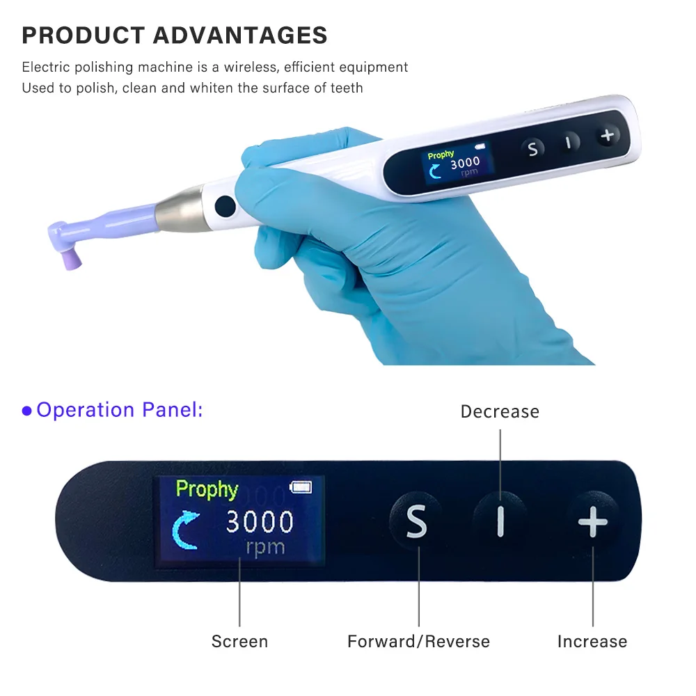 Dental Cordless Polishing Wireless Electric Motor 3000rpm Rechargeable Polishing Instrument With 10 Interchangeable Heads