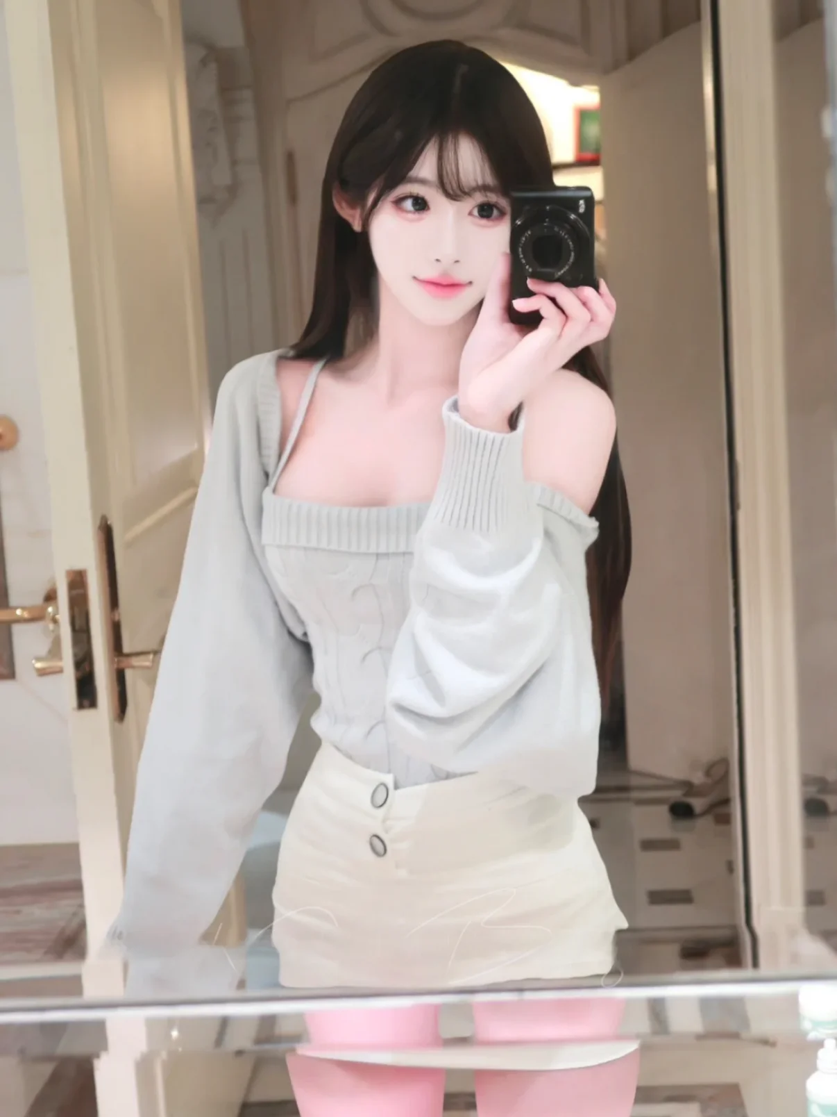 

Синий вязаный комплект с жилетом и топом на бретелях для женщин: элегантный костюм для свиданий, однотонный, с длинными рукавами, для зимы и весны, модный комплект верхней одежды