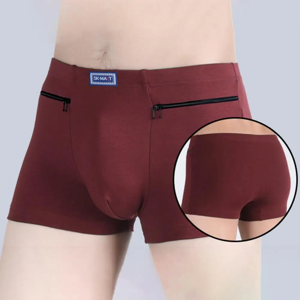 Men\'s Pockets Underwear Anti-theft Briefs Boxer Panties Seamless Elastic Men Panties Cotton U-Bump Male Shorts Briefs Daily Wear